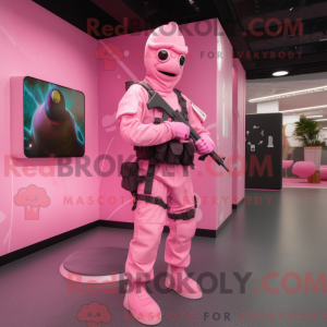 Roze Sniper mascottekostuum...