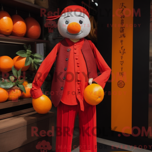 Red Mandarin mascot costume...