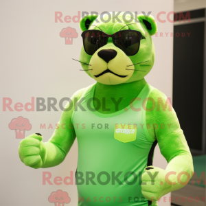 Lime Green Panther maskot...