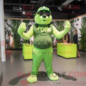 Lime Green Panther mascot...