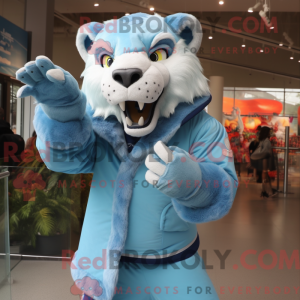 Himmelblå Smilodon maskot...
