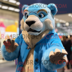 Himmelblå Smilodon maskot...