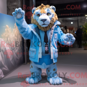 Himmelblå Smilodon maskot...