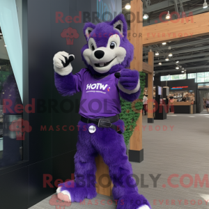 Purple Say Wolf mascot...