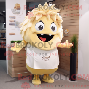 Beige Fish And Chips mascot...