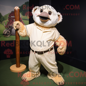 Cream Giant Sloth mascot...