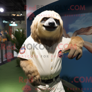 Cream Giant Sloth mascot...