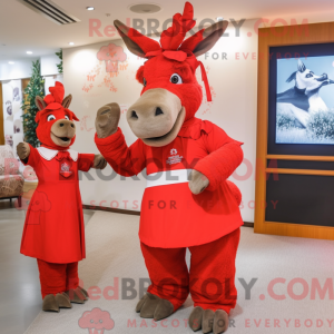 Red Donkey mascot costume...