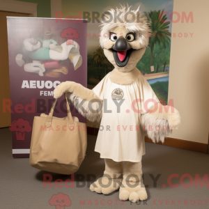 Beige Emu maskot kostume...