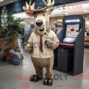 Beige Moose mascot costume...