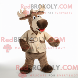 Beige Moose mascot costume...