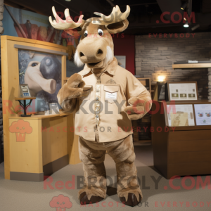 Beige Moose mascot costume...