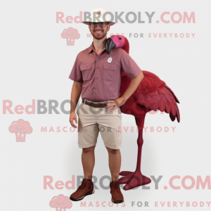 Maroon Flamingo mascot...