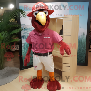 Maroon Flamingo mascot...