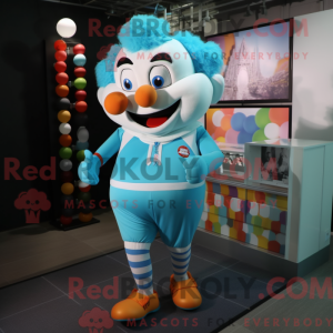 Cyan Clown mascot costume...