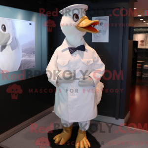 Hvid Muscovy Duck maskot...