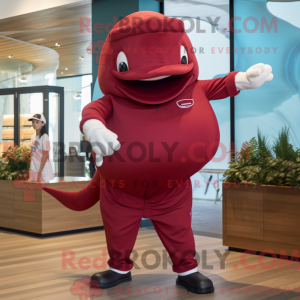 Maroon Whale maskot kostume...