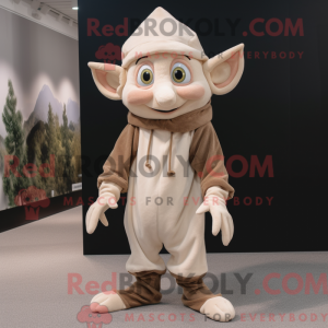 Beige Elf mascot costume...