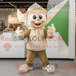 Beige Elf maskot drakt...
