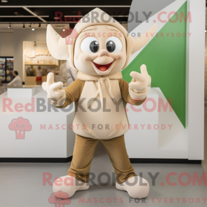 Beige Elf maskot kostume...