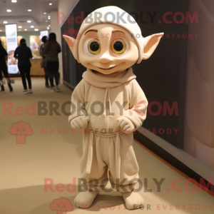 Beige Elf maskot drakt...