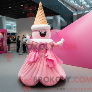 Pink Ice Cream Cone maskot...