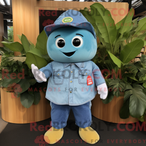 Cyan Mango mascot costume...