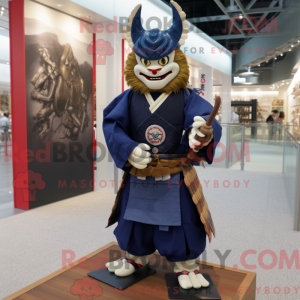Navy Samurai mascot costume...