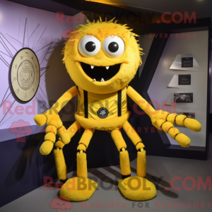 Gul Spider maskot kostume...