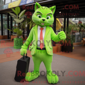 Lime Green Cat maskot...