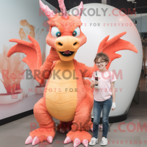 Peach Dragon maskot kostume...
