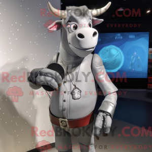 Silver Zebu mascot costume...