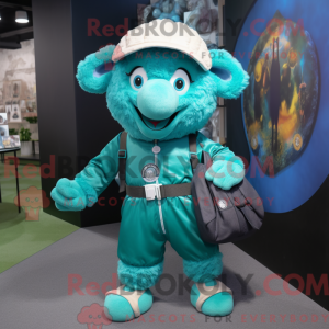 Teal Ram mascottekostuum...