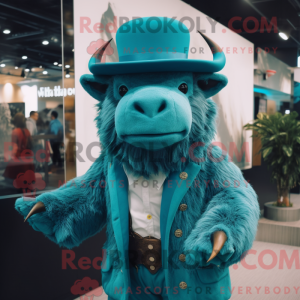 Cyan Bison maskotdraktfigur...