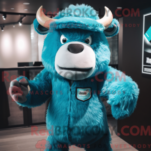Cyan Bison mascot costume...