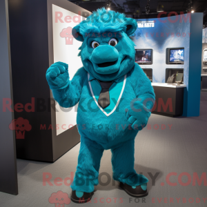 Cyan Bison maskotdraktfigur...