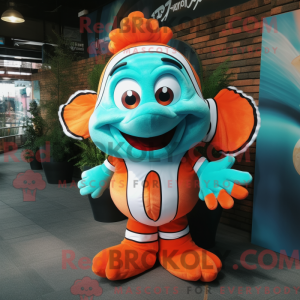 Turquoise Clown Fish mascot...