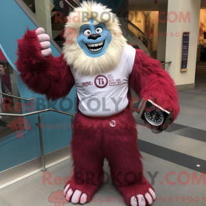 Maroon Yeti mascot costume...