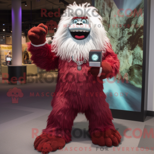 Maroon Yeti mascot costume...