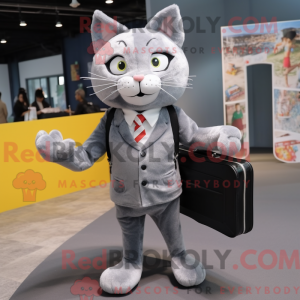 Gray Cat mascot costume...