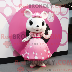 Pink Ermine mascot costume...