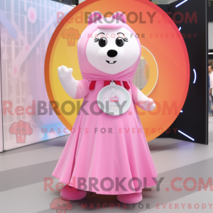 Pink Ermine mascot costume...