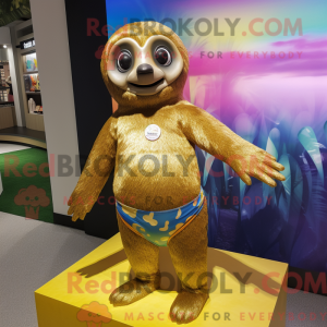 Gold Sloth mascot costume...