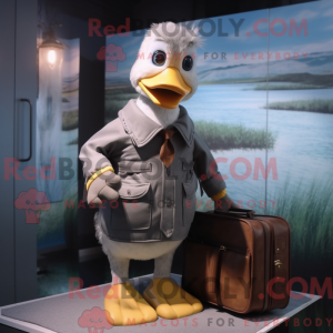 Gray Duck maskot kostume...