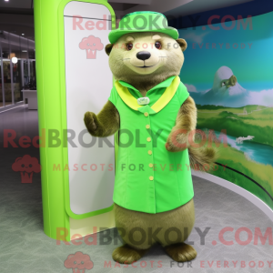 Lime Green Otter mascot...