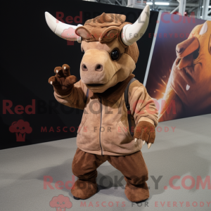 Brown Triceratops mascot...