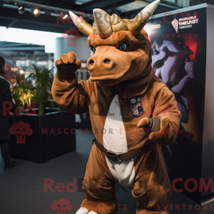 Brown Triceratops mascot...