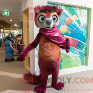 Maroon Lemur maskot kostume...