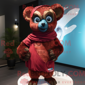 Maroon Lemur maskot kostume...