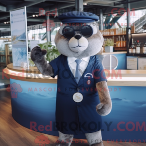 Navy Otter maskotdraktfigur...
